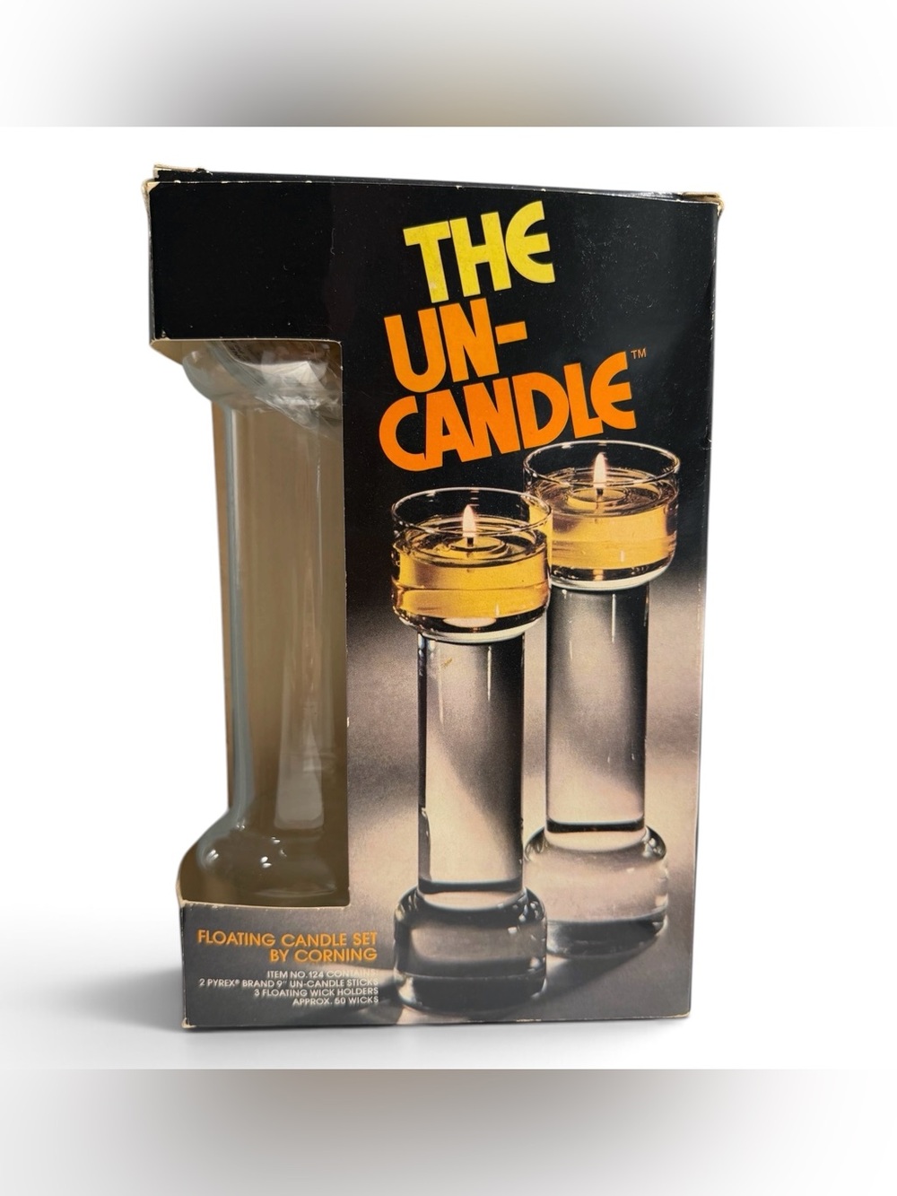 Vintage Corning Pyrex The Un-Candle 9 Inch Floating Candle Set Boxed Item
